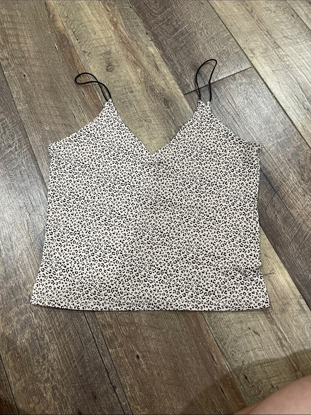 gaze Leopard Print V-Neck Cami Top - Cream/Black